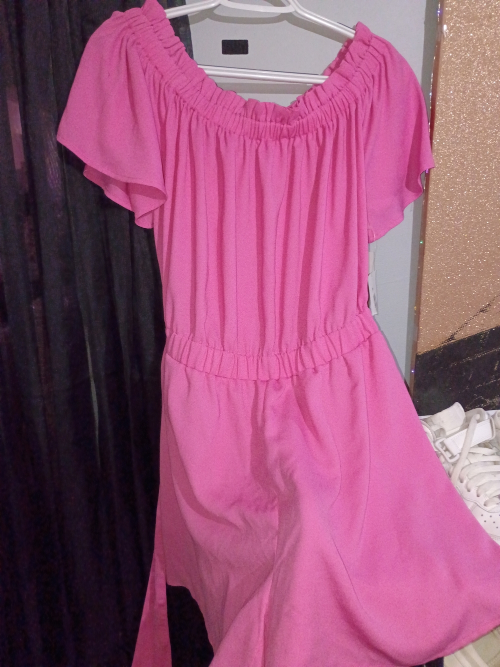 Chelsea28 Pink Off-Shoulder Jumpsuit Romper
